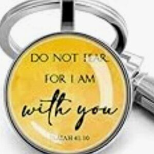 NWT Fumete Inspirational Bible Verse Yellow Keychain Isaiah 41:10